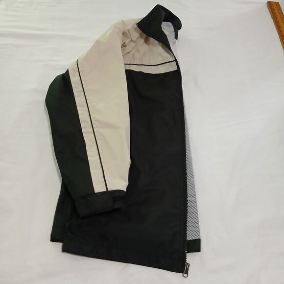 Kenpo Men's Small Full-Zip Windbreaker Cream/Black Long-Sleeved Adjustable Hem - Picture 3 of 11